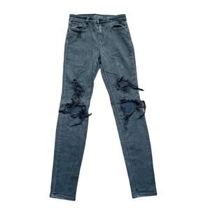 Joe's Jeans Size 29 Washed Black Distressed High-Rise Stretch Skinny Denim Jeans